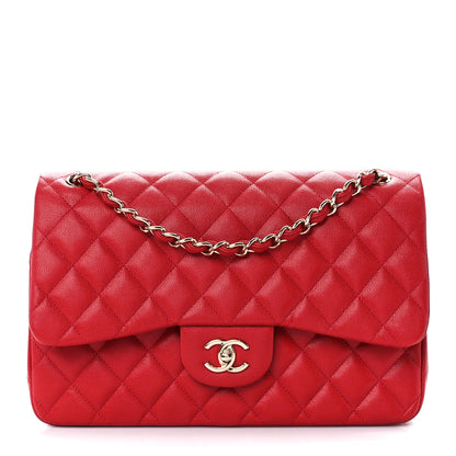 Chanel Caviar Quilted Jumbo Double Flap Red 1 of 11