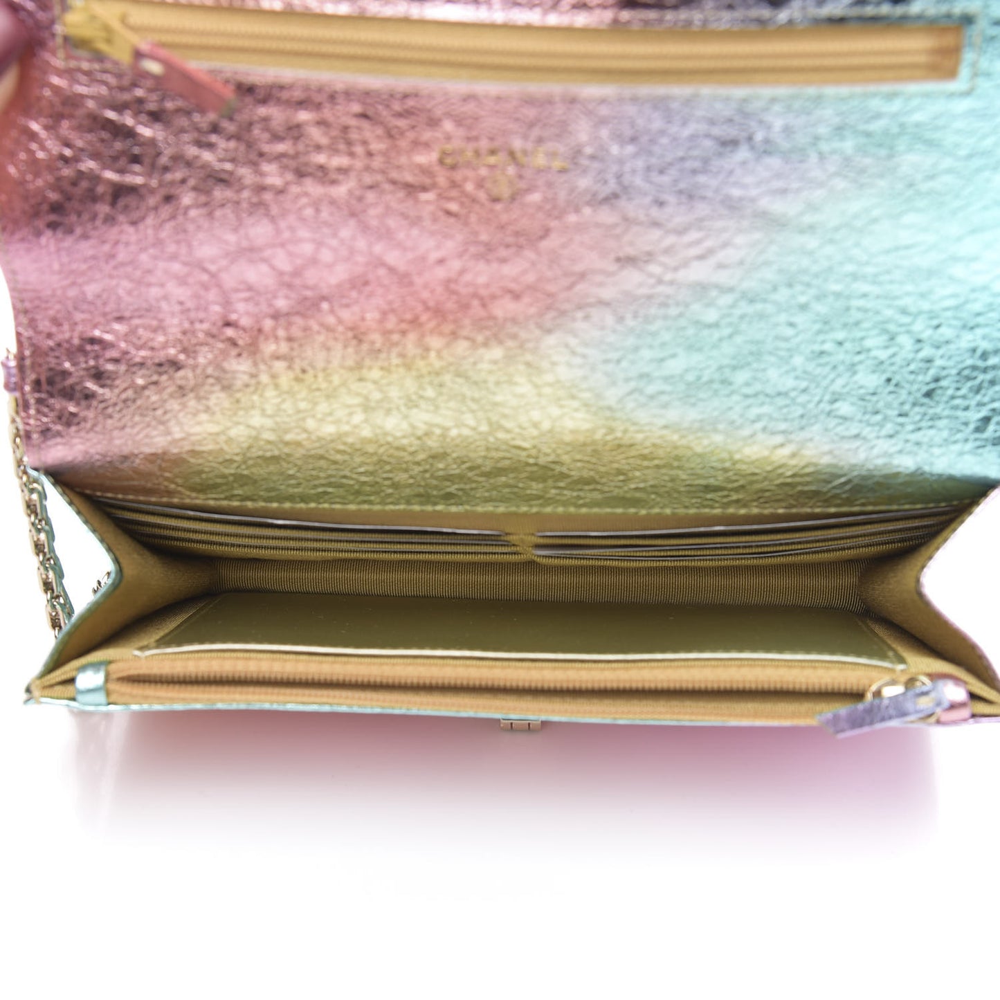 Metallic Goatskin Quilted 2.55 Reissue Wallet on Chain WOC Multicolor