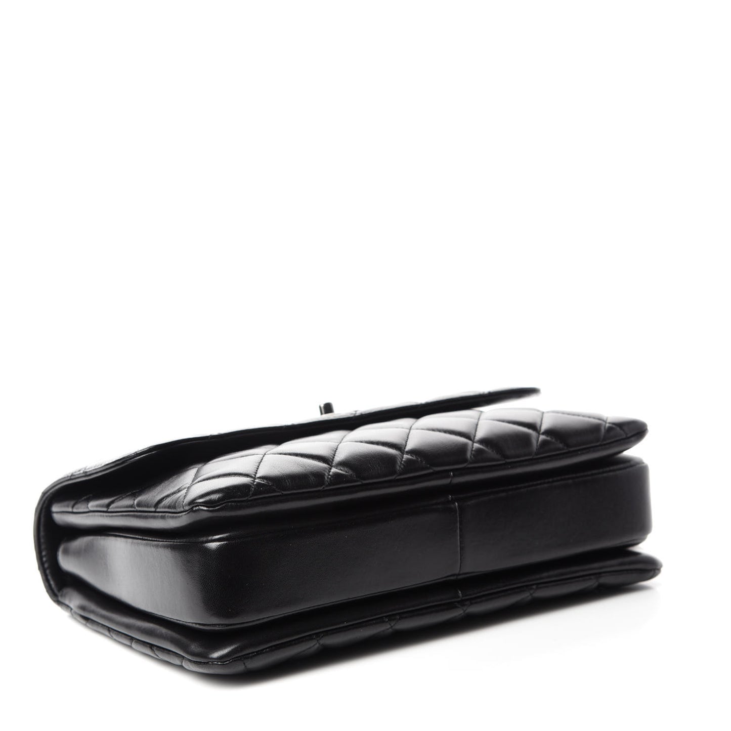 Lambskin Quilted Medium Trendy CC Flap Dual Handle Bag Black