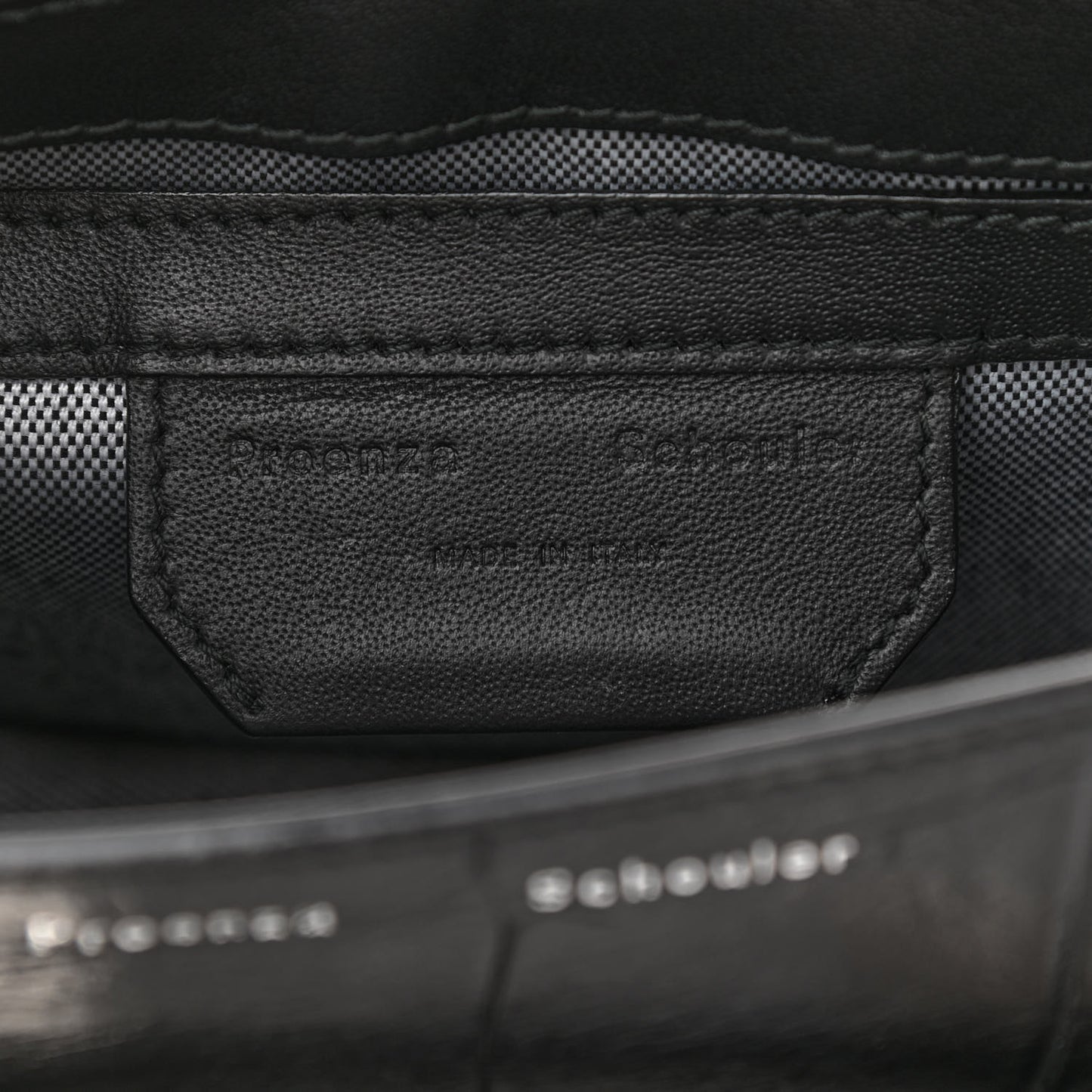 Calfskin Crocodile Embossed PS11 Tiny Shoulder Bag Black