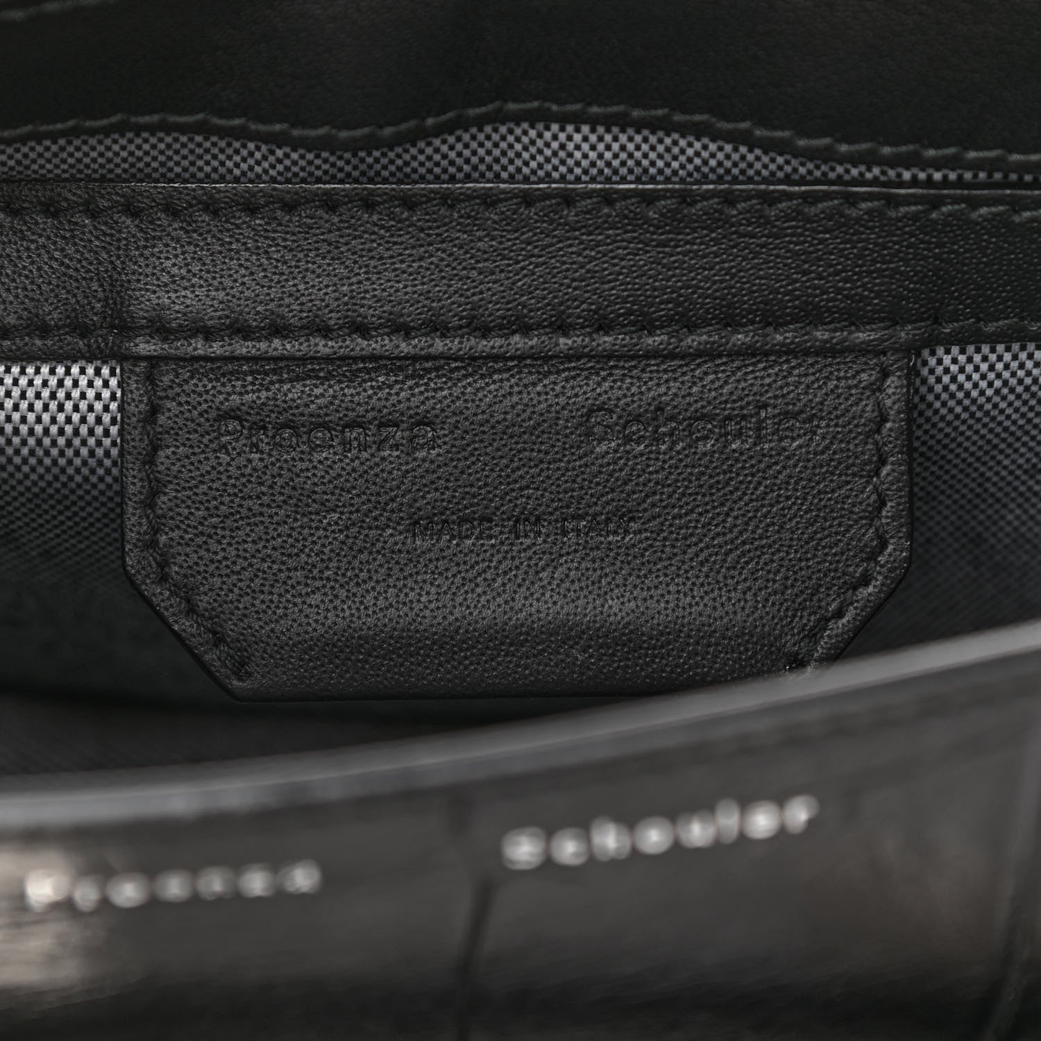 Proenza Schouler Calfskin Crocodile Embossed PS11 Tiny Shoulder Bag Black 6 of 12