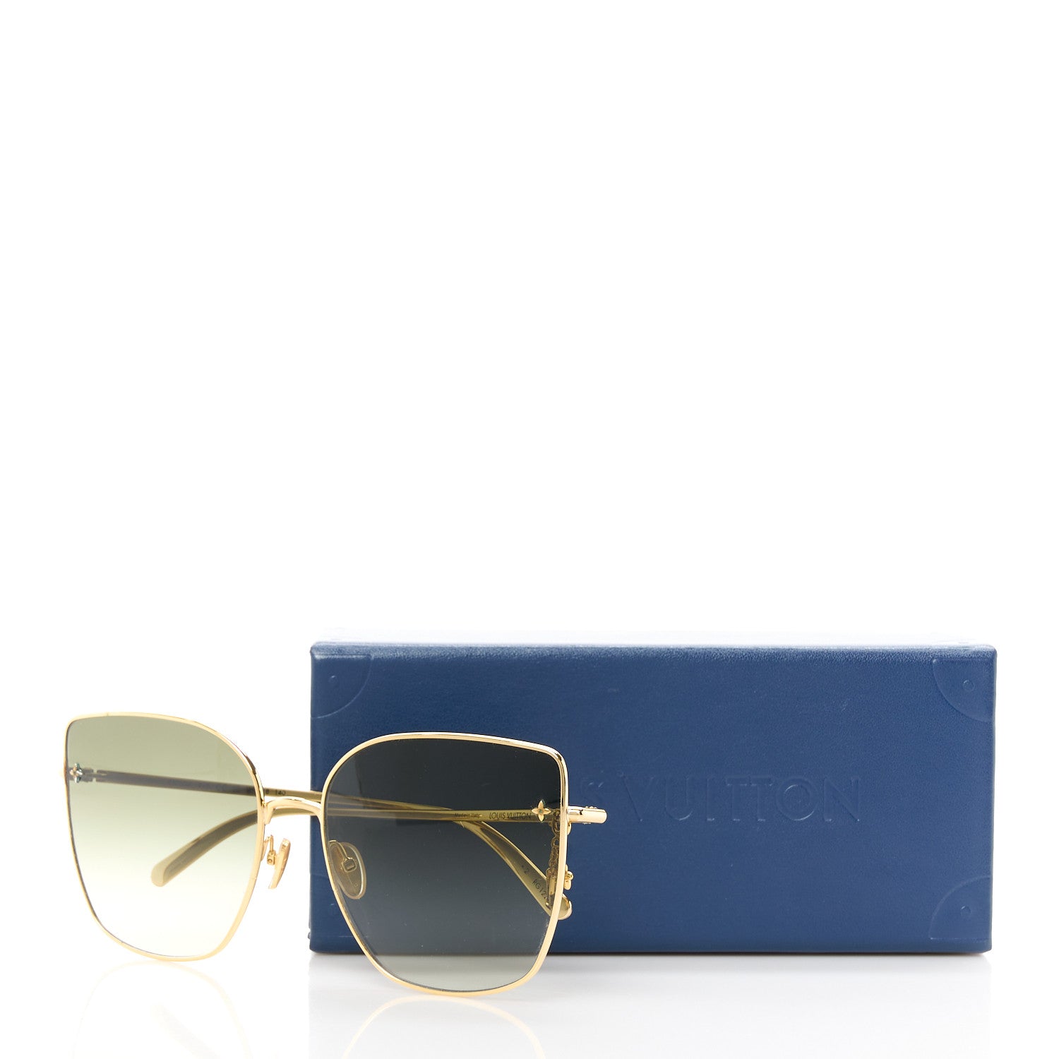 Louis Vuitton LOUIS VUITTON Metal LV Charm Cat Eye Sunglasses Z1720U Gold 10 of 10