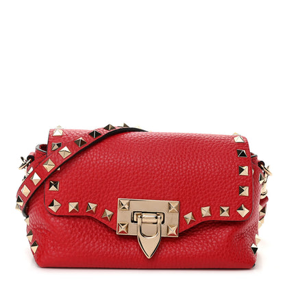 Valentino Garavani Pebbled Calfskin Mini Rockstud Crossbody Bag Rouge Pur 1 of 9