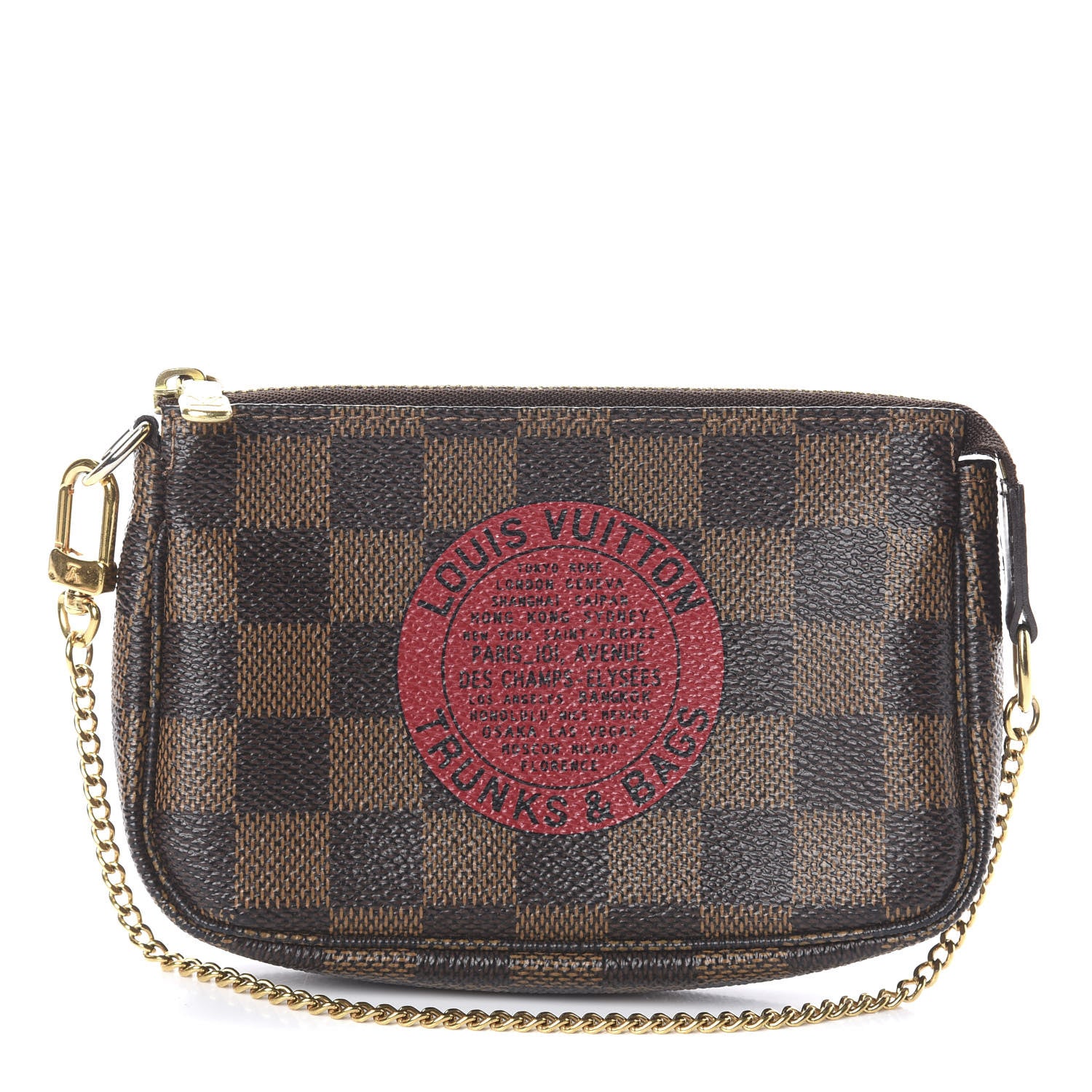 Louis Vuitton Damier Ebene Complice Trunks and Bags Mini Pochette Accessories Red 1 of 6