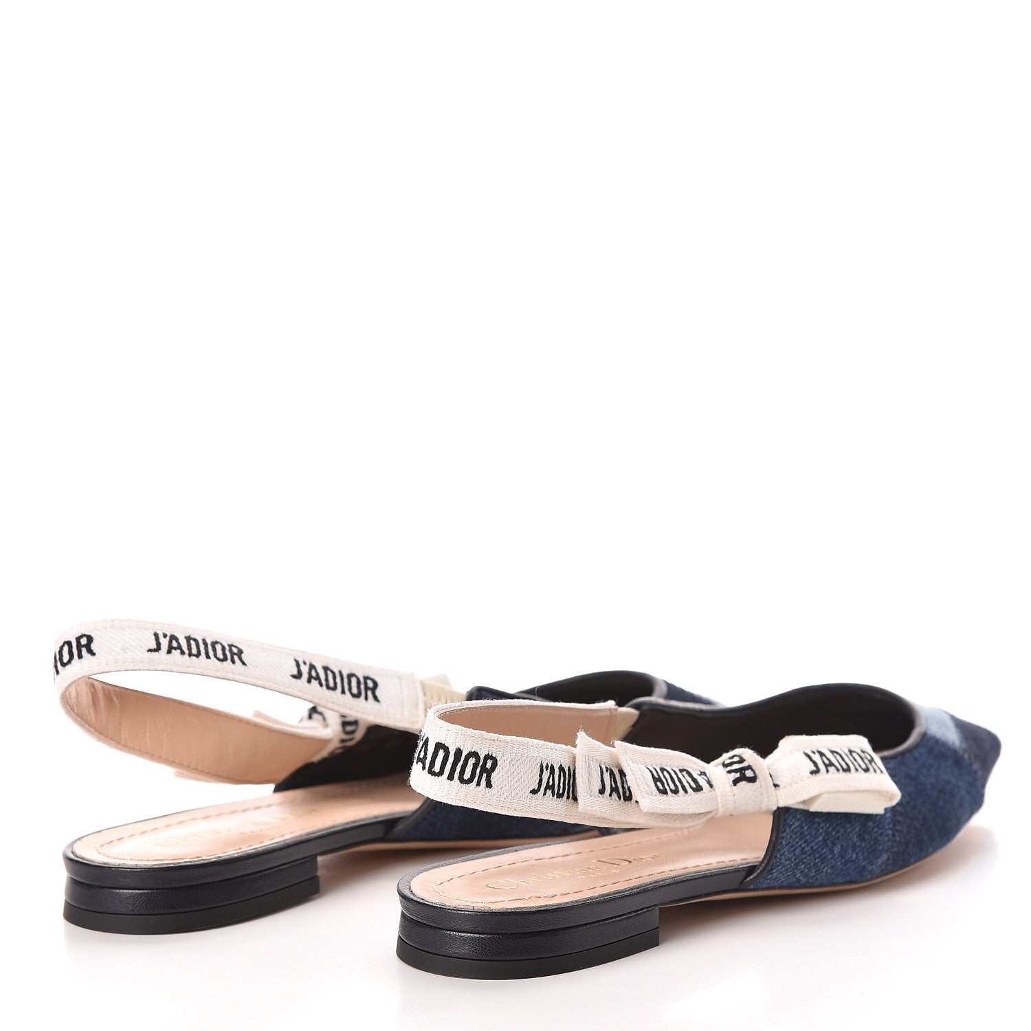 Christian Dior Denim Ribbon Patchwork J'Adior Slingback Ballet Flats 36 Deep Blue 4 of 9