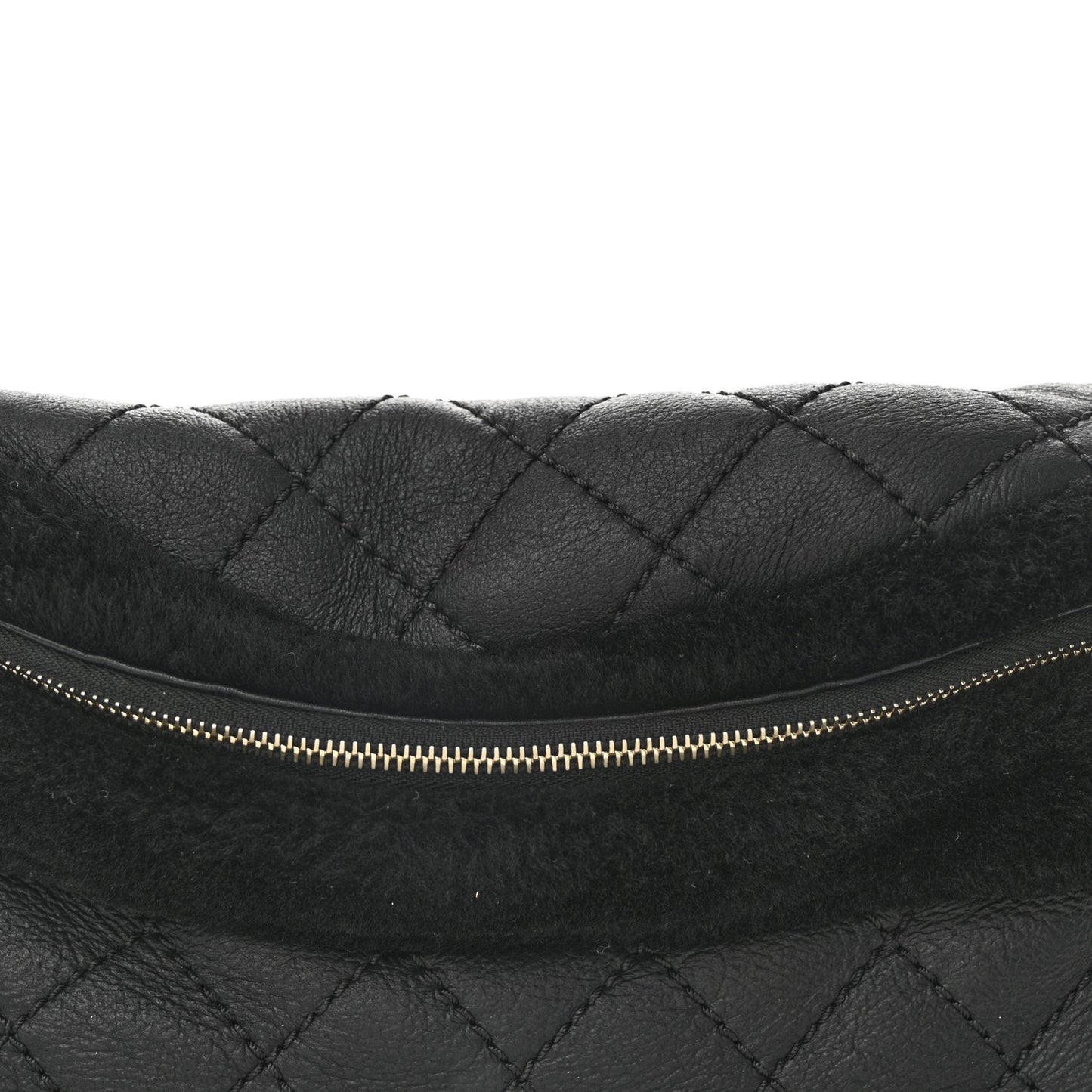 Calfskin Fur Quilted Waist Bag Fanny Pack Black