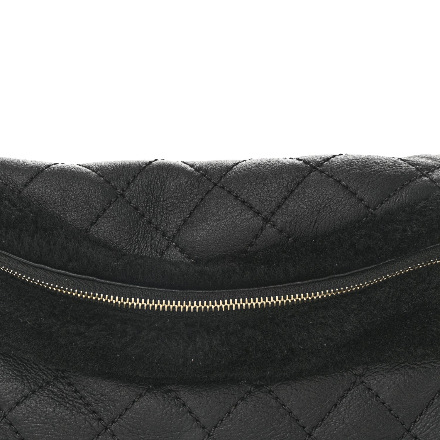 Chanel Calfskin Fur Quilted Waist Bag Fanny Pack Black 8 of 10