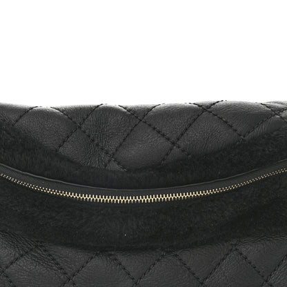 Chanel Calfskin Fur Quilted Waist Bag Fanny Pack Black 8 of 10