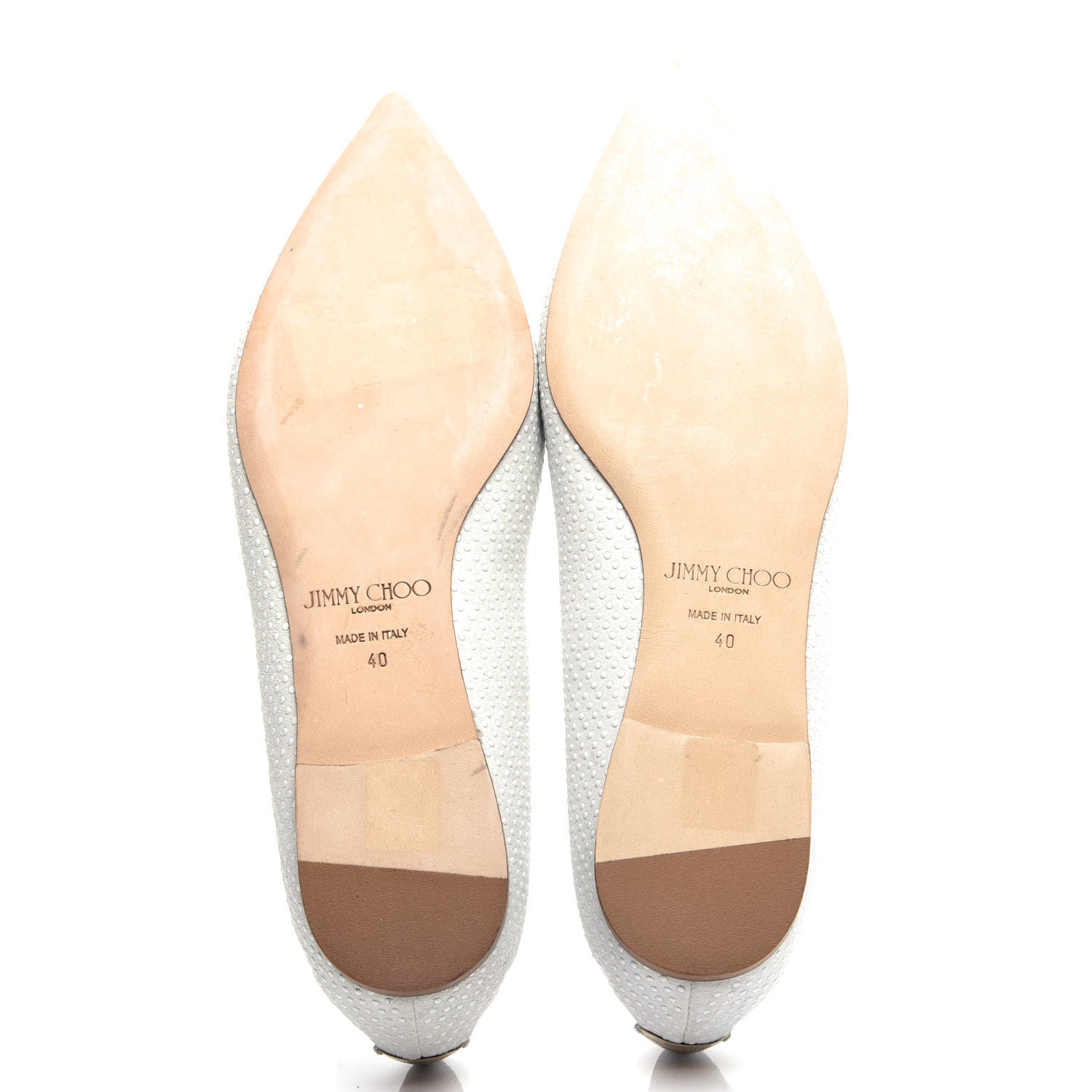 Jimmy Choo Shiny Calfskin Ministud Gala Bow Flats 40 White 6 of 9