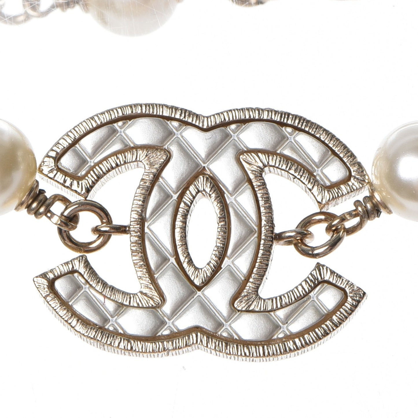 Pearl Quilted CC Bracelet Gold