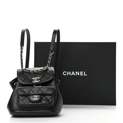Chanel Glazed Aged Calfskin Quilted Small Duma Drawstring Backpack Black 11 of 11