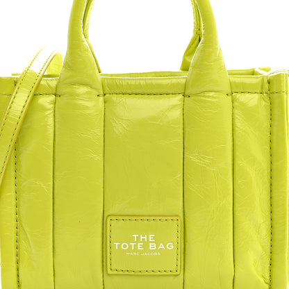 Marc Jacobs Shiny Crinkled Calfskin Mini The Tote Bag Acid Lime 8 of 10
