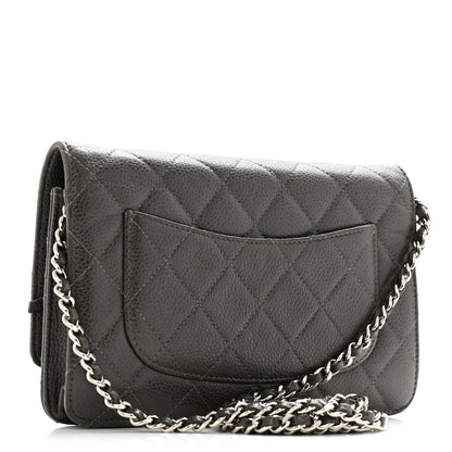 Chanel Caviar Quilted Wallet On Chain WOC Dark Grey 3 of 13