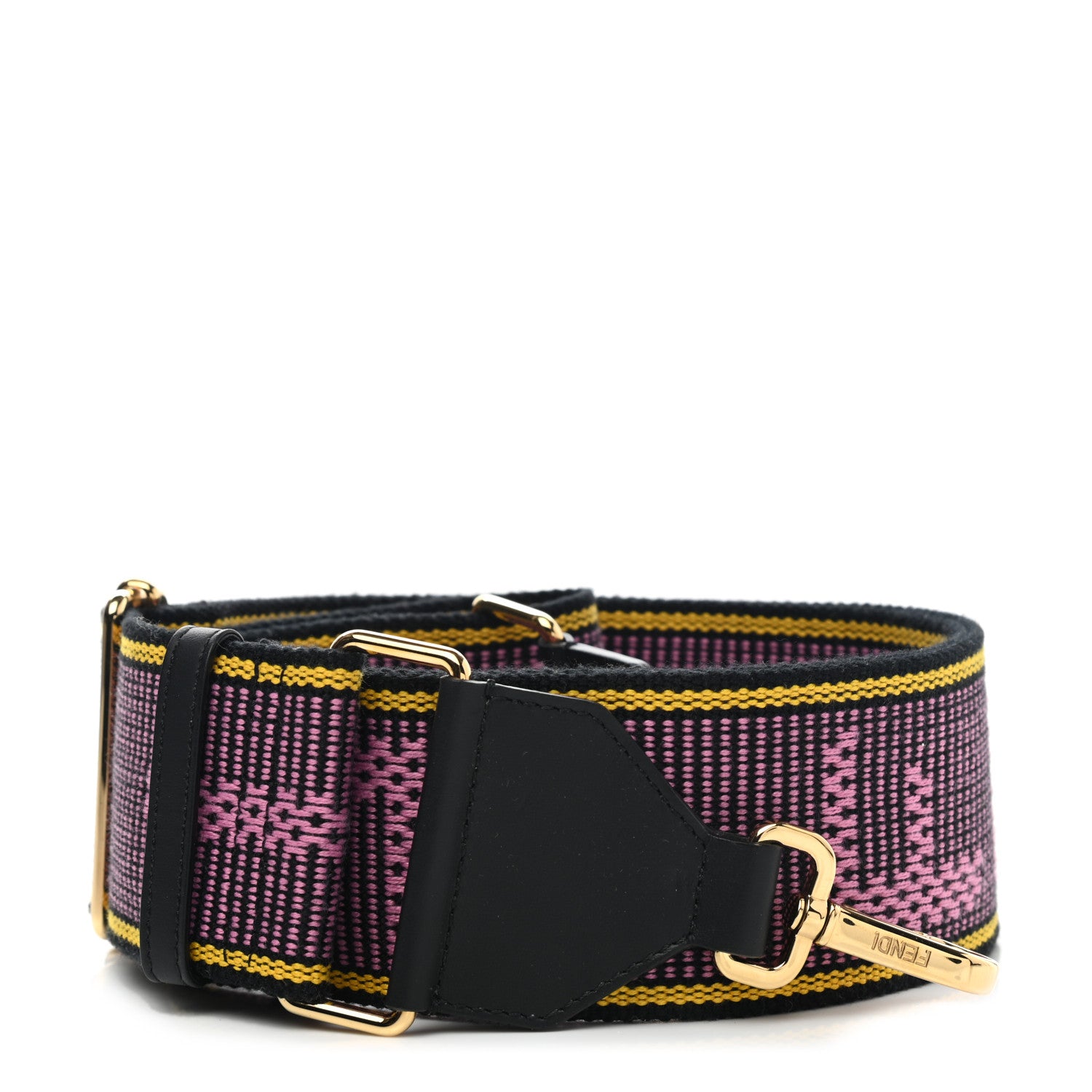 Fendi Cannete Ribbon Poly Vitello Century Logo Adjustable Strap You Lollipop Limon Black 1 of 5