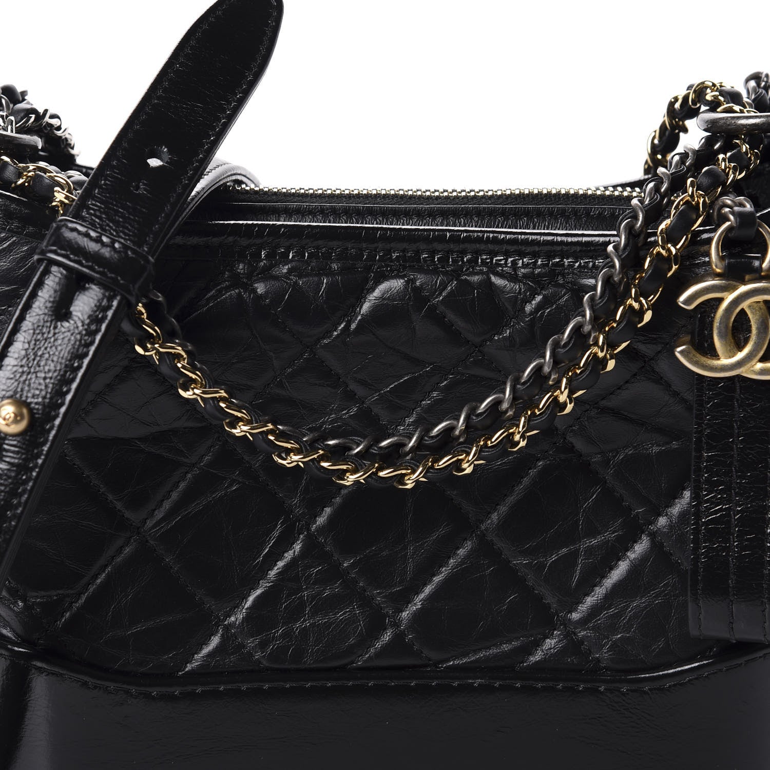 Chanel Aged Calfskin Quilted Small Gabrielle Hobo Black 9 of 10