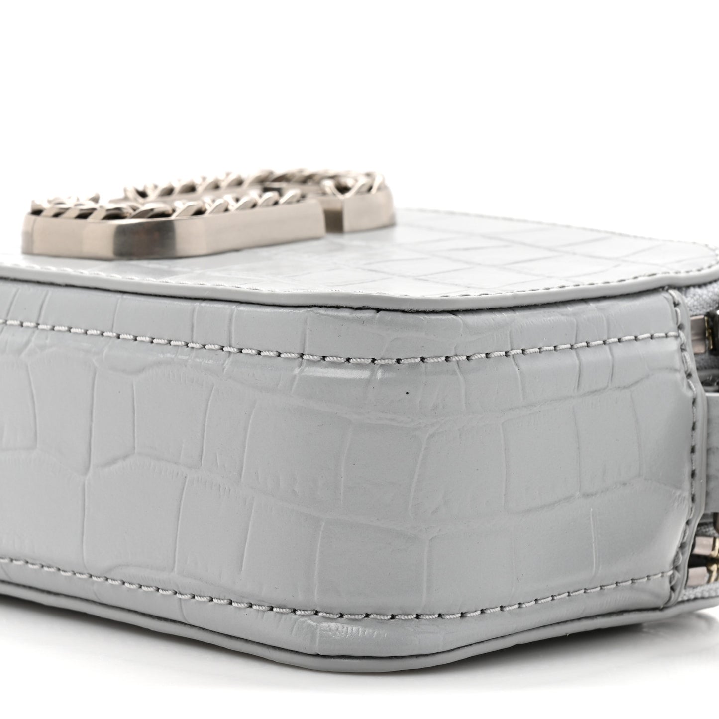 Calfskin Croc Embossed Snapshot Camera Bag Quarry