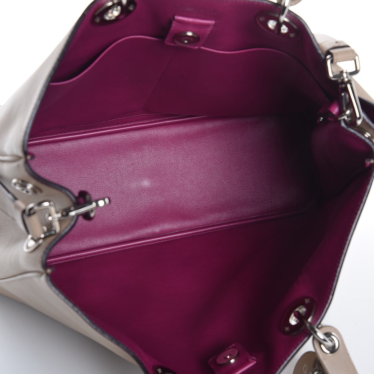 Smooth Calfskin Large Diorissimo Tote Beige Fuchsia