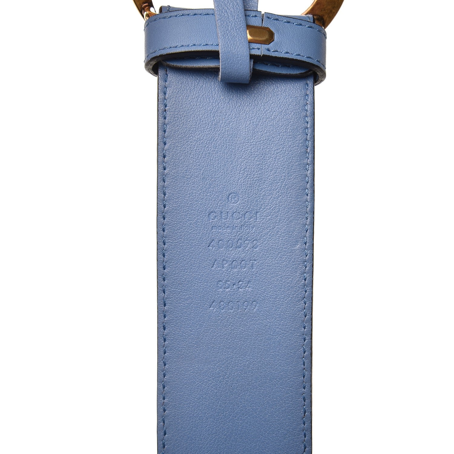 Gucci Calfskin Double G 40mm Belt 85 34 Clear Sky Blue 5 of 6