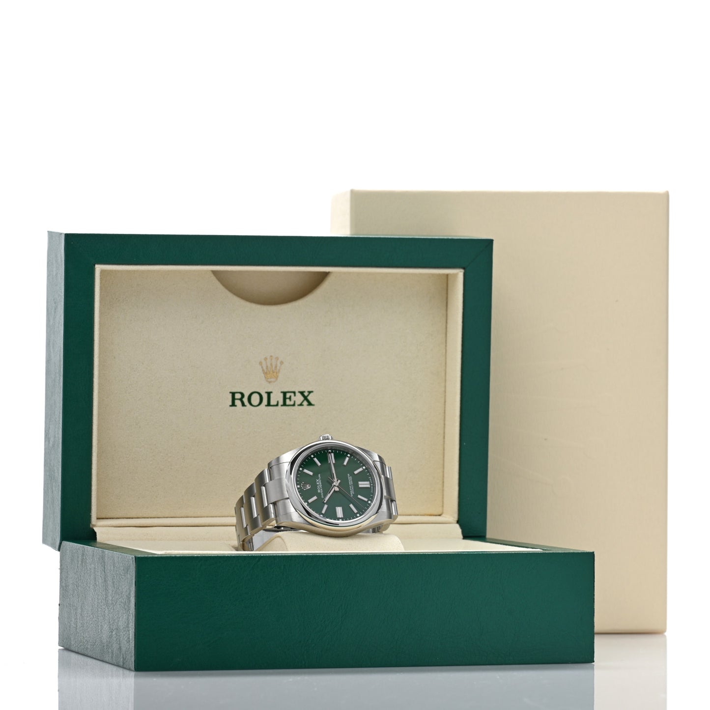 Stainless Steel 41mm Oyster Perpetual Watch Green 124300
