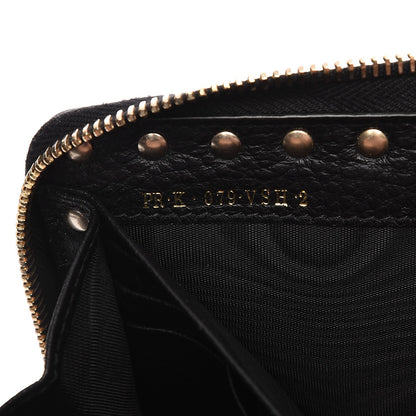 Valentino Garavani Pebbled Calfskin Rockstud Zip Around Wallet Black 8 of 9