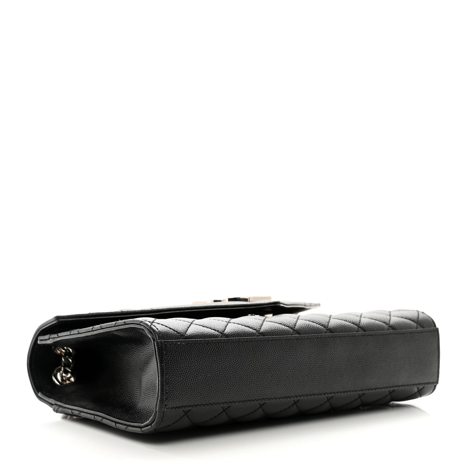 Saint Laurent Grain De Poudre Textured Mixed Matelasse Triquilt Medium Monogram Satchel Black 4 of 10