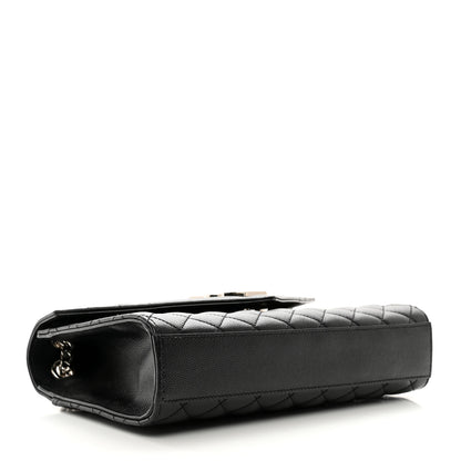 Saint Laurent Grain De Poudre Textured Mixed Matelasse Triquilt Medium Monogram Satchel Black 4 of 10