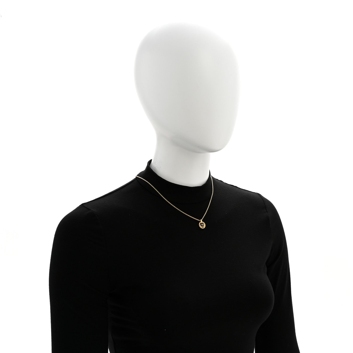 Christian Dior Metal CD Logo Round Pendant Necklace Gold 2 of 6