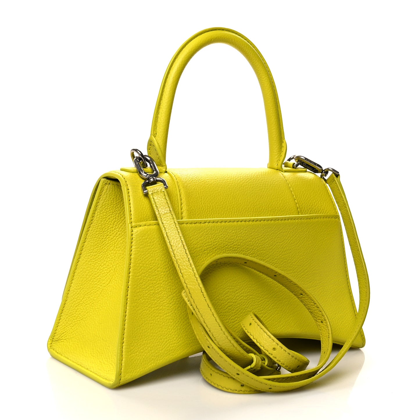 Grained Calfskin Small Hourglass Top Handle Bag Lime