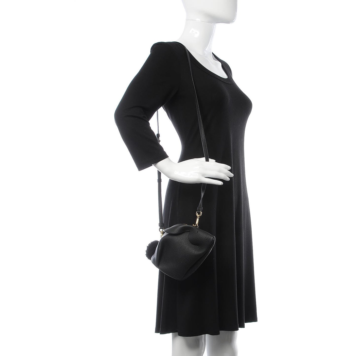 Calfskin Mini Bunny Crossbody Bag Black