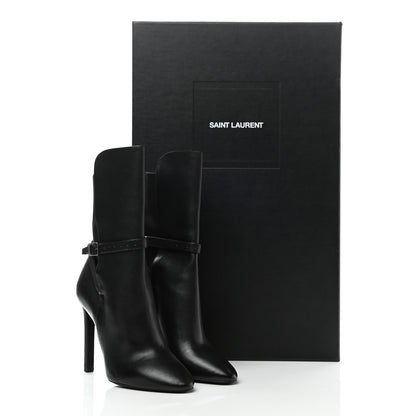 Saint Laurent Nappa Mica Buckle Ankle Booties 36 Black 7 of 9