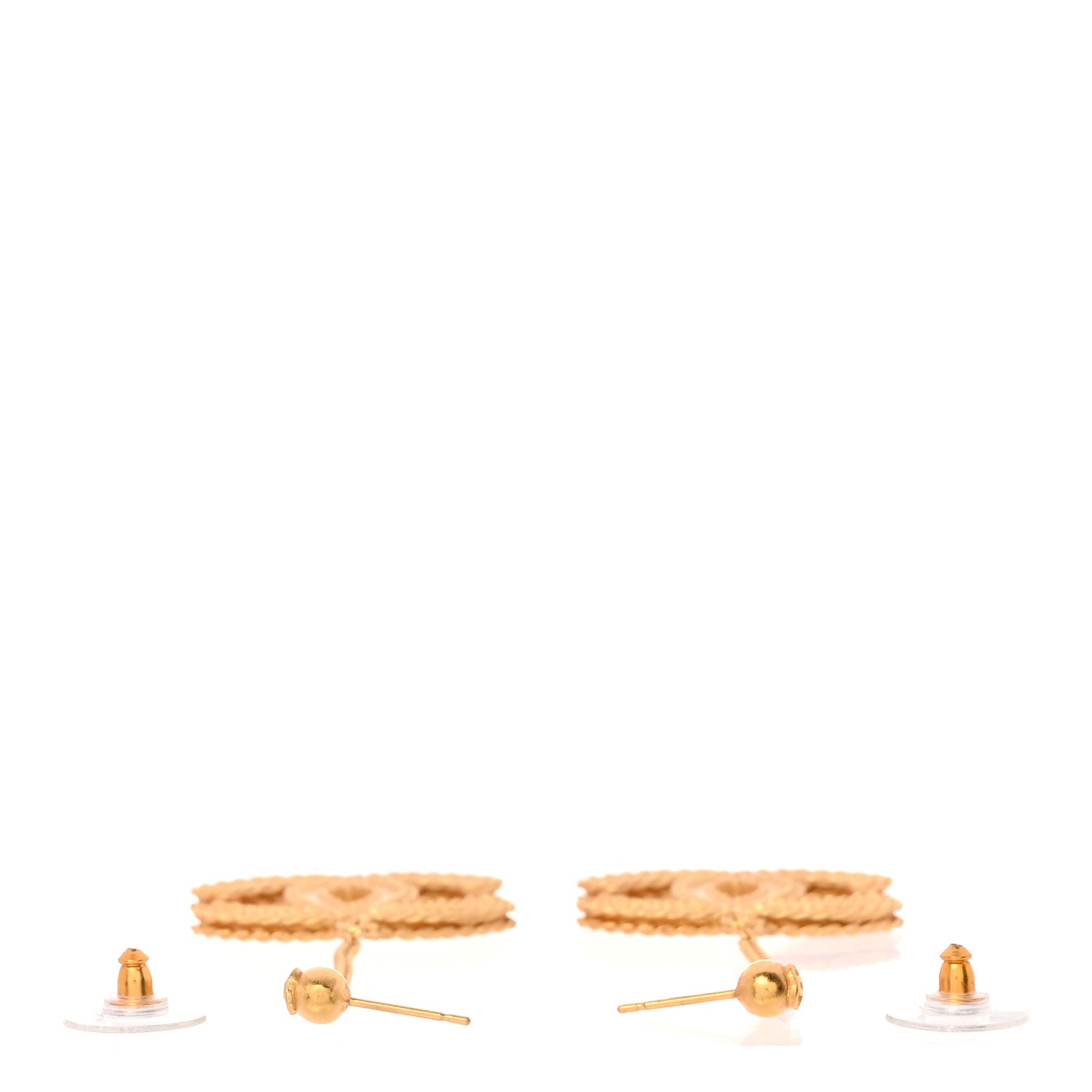 Chanel CC Drop Earrings Matte Gold 3 of 5