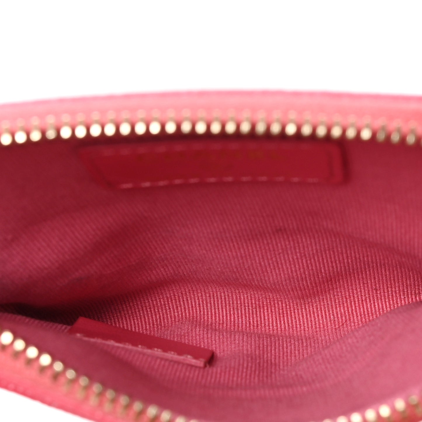 Caviar Quilted Zip Card Holder Wallet Pink
