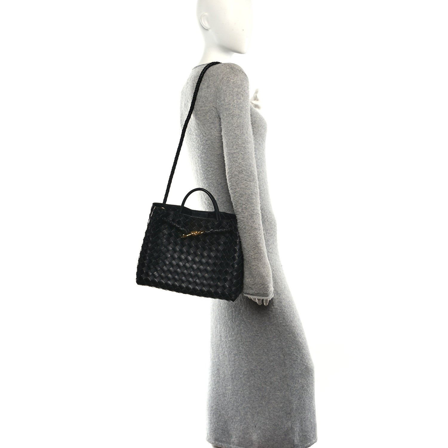 Bottega Veneta Nappa Intrecciato Medium Andiamo Shoulder Bag Black 2 of 10