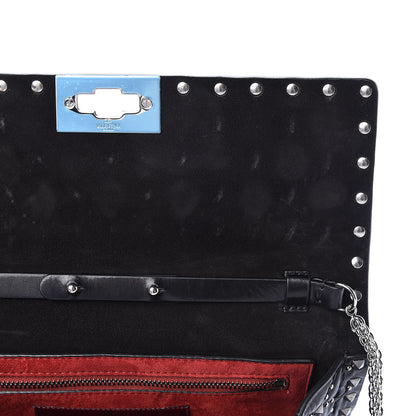 Valentino Garavani Lambskin Beaded Rockstud Spike Wallet on Chain Black 10 of 11