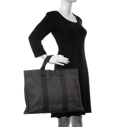 Hermes Canvas Herline MM Tote Grey 2 of 8