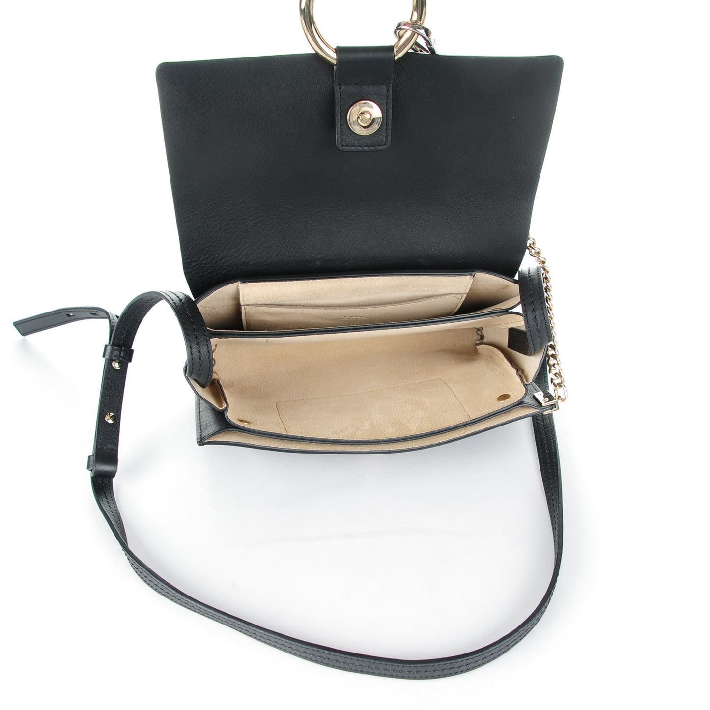 Suede Calfskin Small Faye Shoulder Bag Black