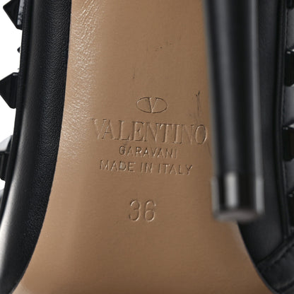 Valentino Garavani Calfskin Lacquered Monochrome Rockstud Ankle Strap 100mm Pumps 36 Black 6 of 9