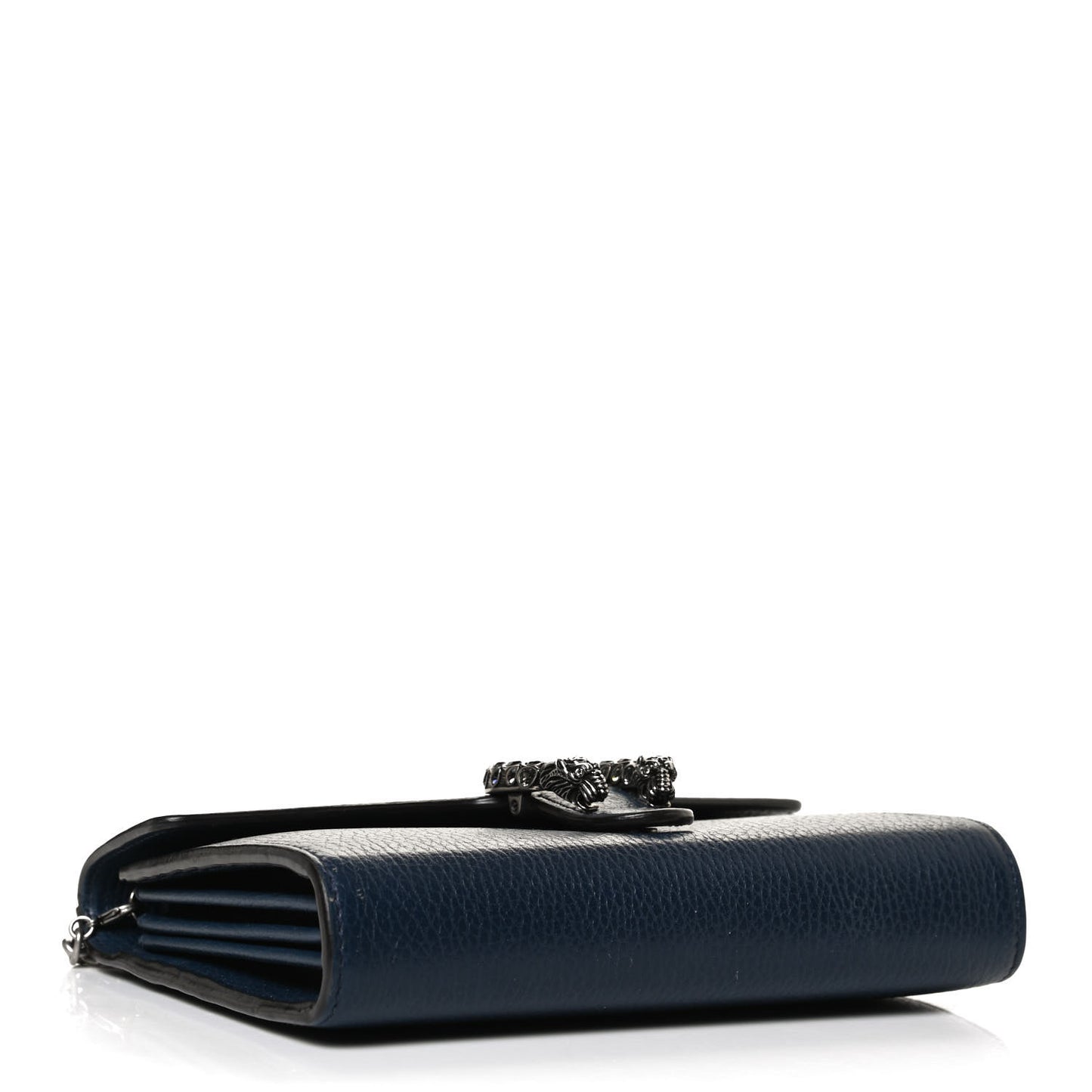 Dollar Calfskin Crystal Mini Dionysus Chain Wallet Blue Agata Black Diamond