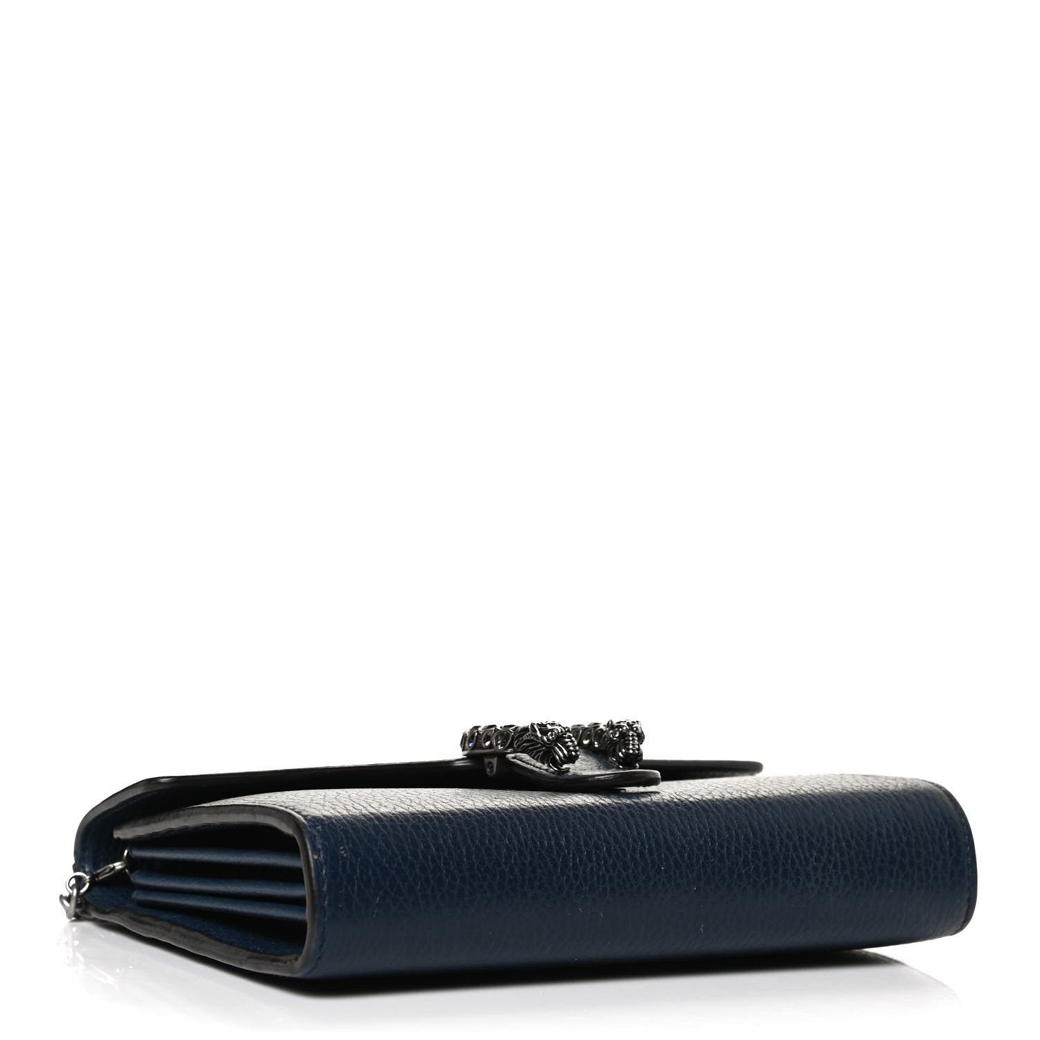 Gucci Dollar Calfskin Crystal Mini Dionysus Chain Wallet Blue Agata Black Diamond 4 of 12