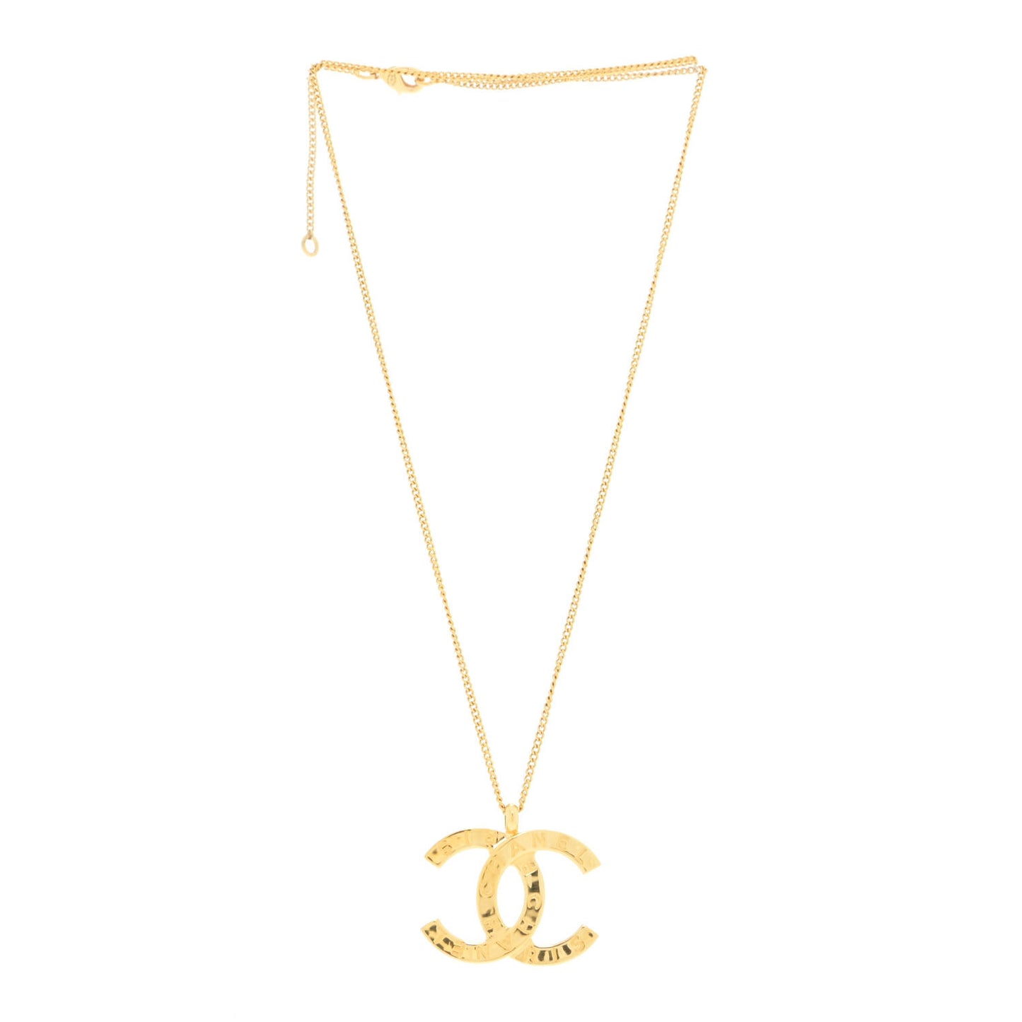 Metal CC Paris Button Necklace Gold