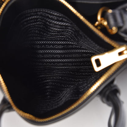 Prada Saffiano City Calfskin Whipstitch Small Paradigme Bag Black 7 of 10