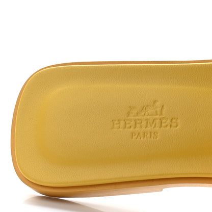 Hermes Box Calfskin Oran Sandals 37 Jaune Citron 7 of 8