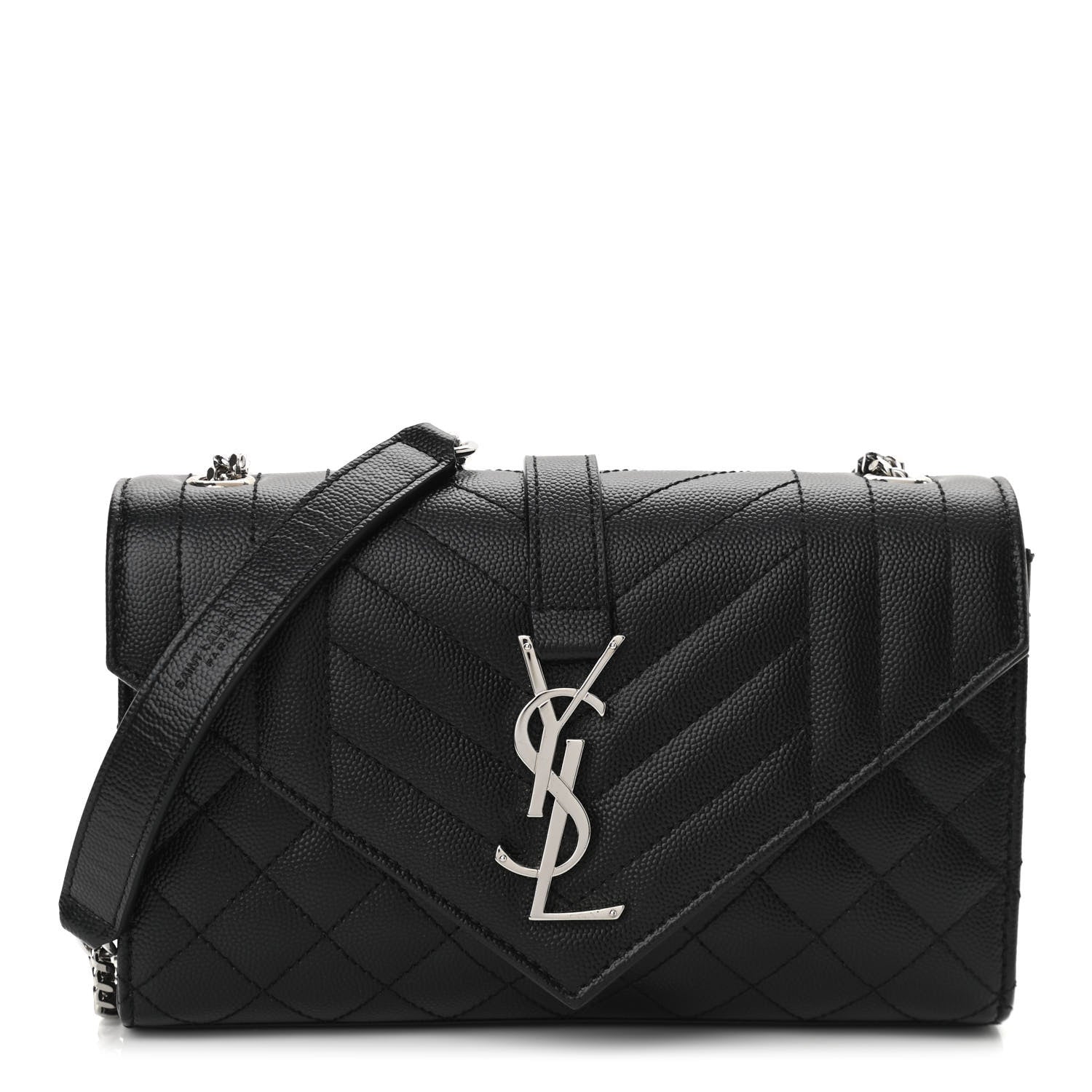 Saint Laurent Grain De Poudre Tri-Quilt Small College Monogram Satchel Black 1 of 10