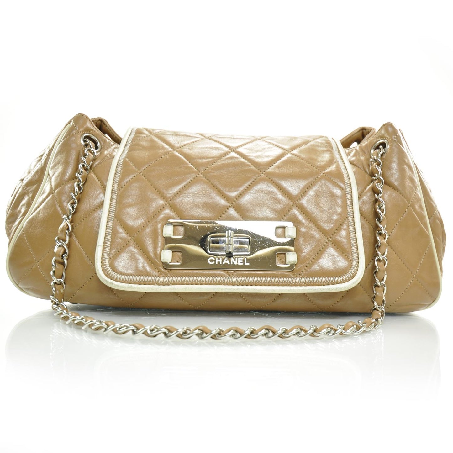 Lambskin Quilted East West Accordion Flap