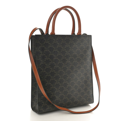 Celine Triomphe Canvas Calfskin Small Vertical Cabas Tan 3 of 8