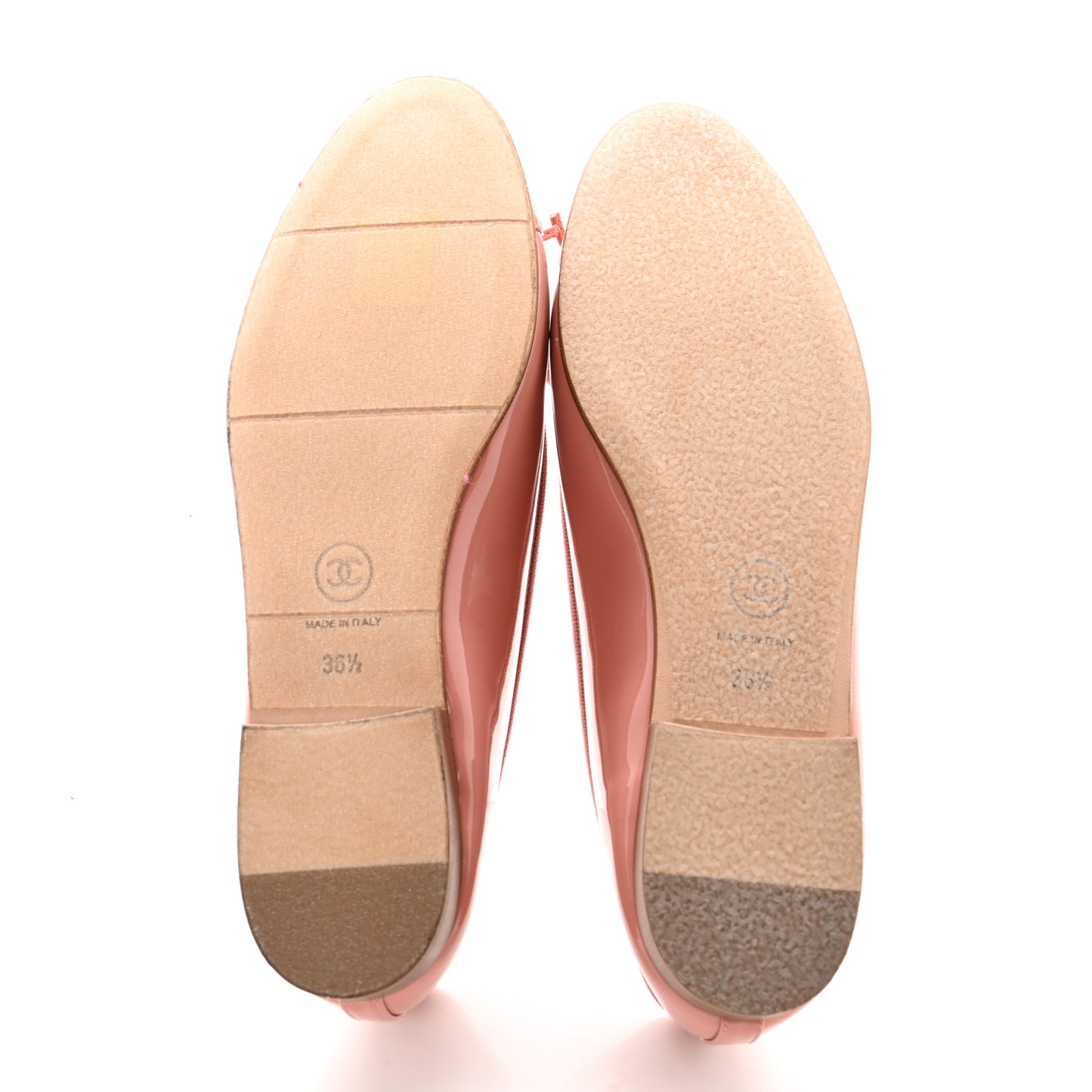 Patent Calfskin CC Cap Toe Ballerina Flats 36.5 Pink