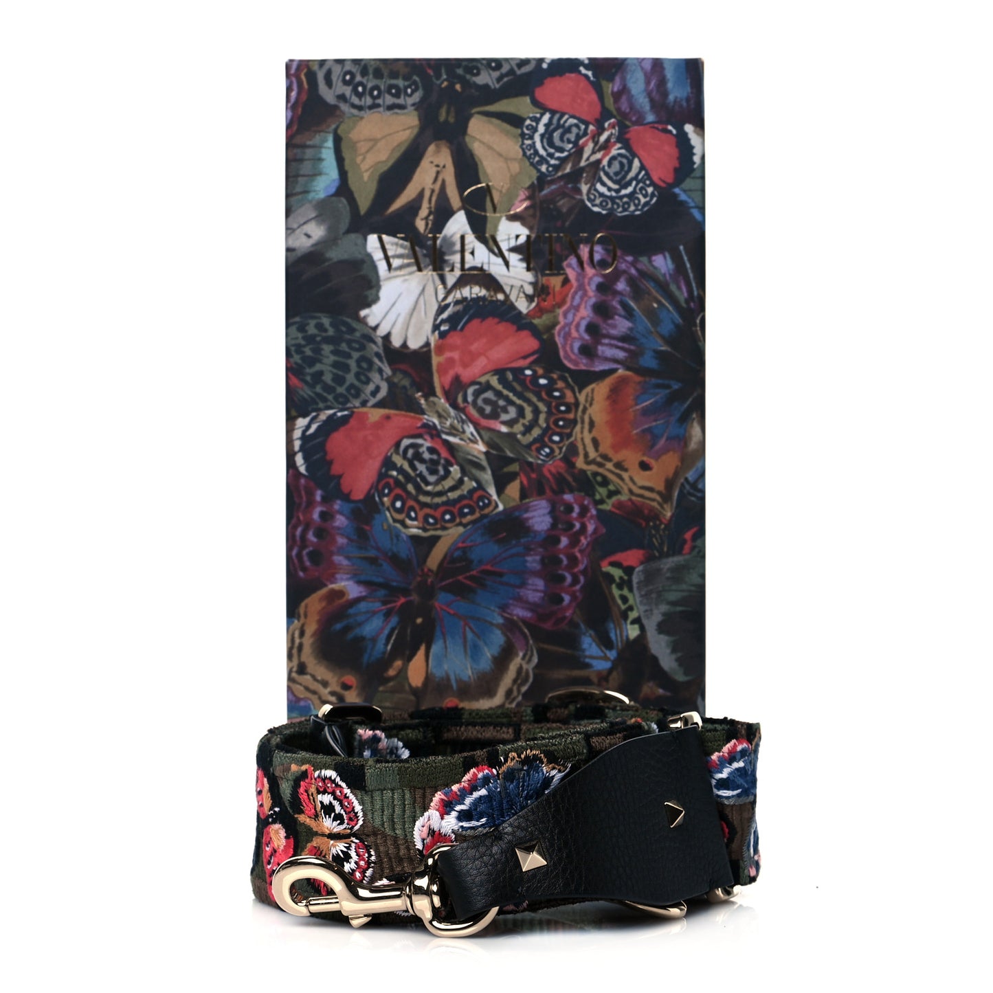 Canvas Camo Butterfly Embroidered Guitar Strap Multicolor