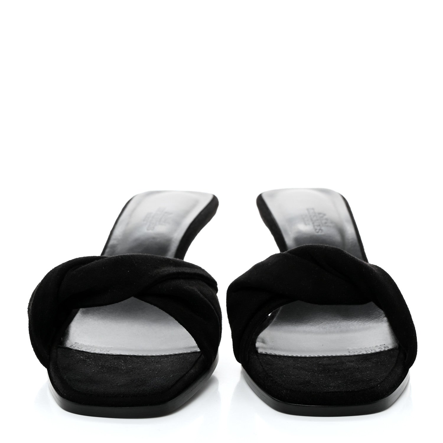 Hermes Suede Goatskin Giny 55 Sandals 39 Black 2 of 9