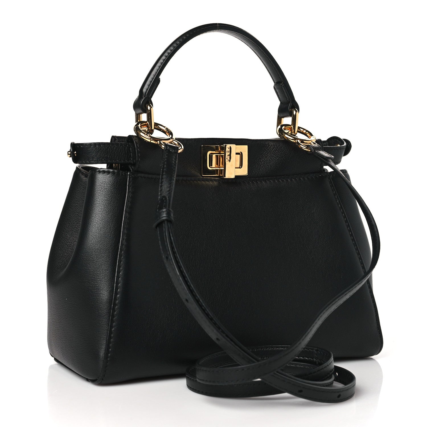 Fendi Nappa Mini Peekaboo Iconic Satchel Black 3 of 10