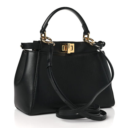 Fendi Nappa Mini Peekaboo Iconic Satchel Black 3 of 10